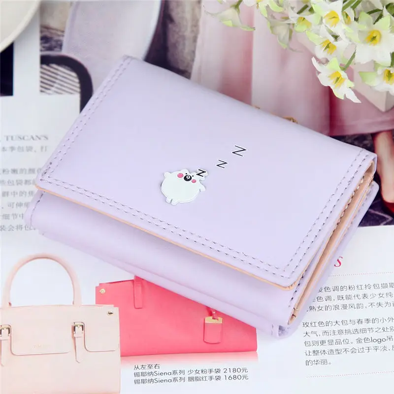 Women Short Lovely Fashion Three Fold Candy Color Coin Purse women's wallet clutch portfel cuzdan billetera carteira 40MA1519