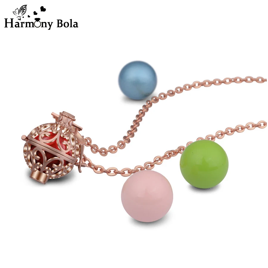 Harmony Bola Ball Pendant Necklace Fashion Rose Gold Color Angel Caller Mexican Bola 20mm
