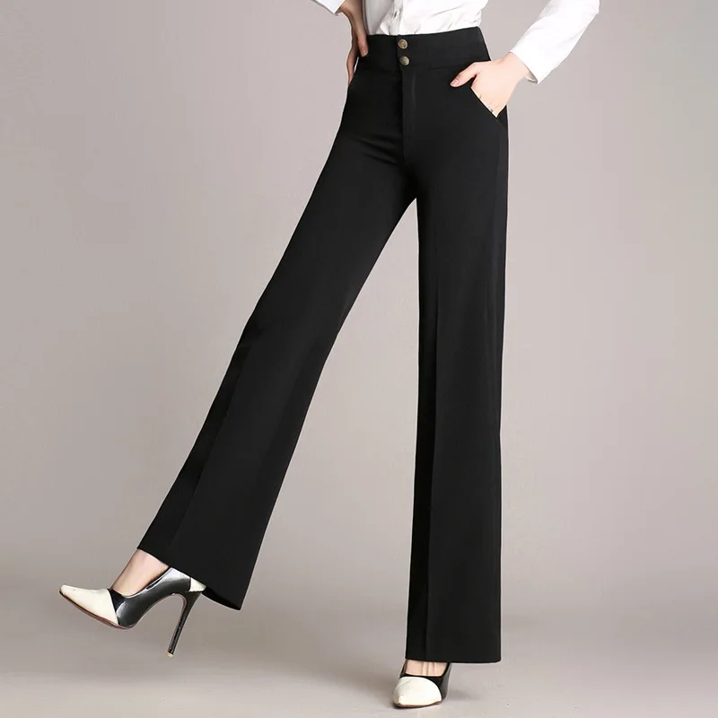 2017 Women Summer Full length Pant Casual Black Wide Leg Pants New ...