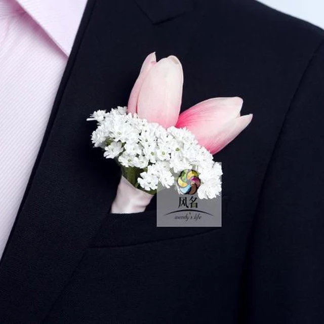 5pcs Lot Artificial Pink Tulip Flower Corsage Wedding Supplies Groom 5pcs Lot Artificial Pink Tulip Flower Corsage Wedding Supplies Groom Groomsmen Boutonniere Prom Party Onhole