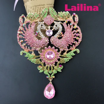 

Fashion 30pcs/lot Large brooch, Dual Birds pin bird of wonder Brooch, Rhinestone phenix broach pin