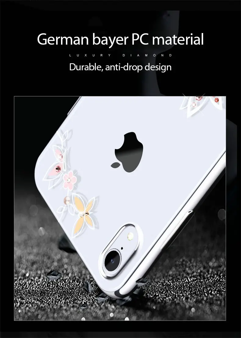KINGXBAR Luxury Diamond Case for iPhone XR Case Flower Pattern Plating Plastic Hard Coque for iPhone XR Cover Crystal Swarovki   (8)