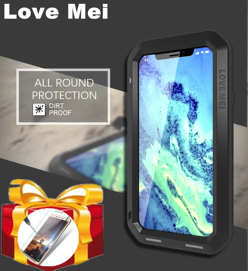 Gorilla glass) чехол Love Mei для Apple iphone XS X металлический бронированный противоударный