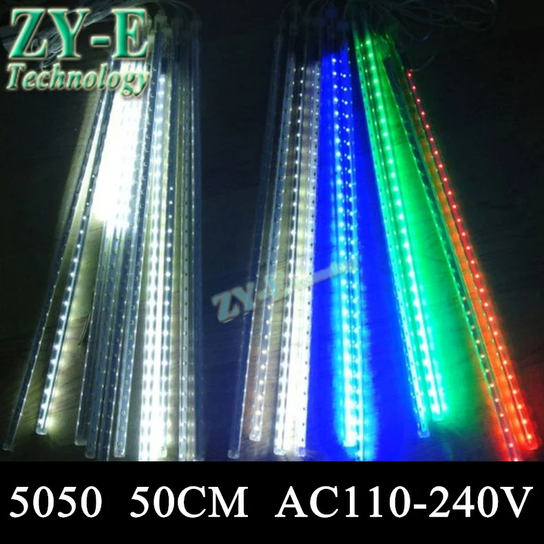 

10pcs/set SMD5050 72leds/tube Snowfall Tube 50cm Meteor light Rain lamp Led Tube Light +Power Adapter AC110-240V Free Shipping