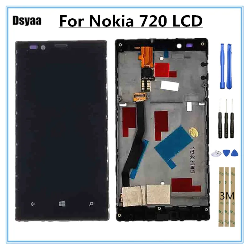 

4.3 Inch for Nokia Lumia 720 N720 LCD Display with Touch Screen Digitizer Monitor Assembly Repair Replacement with Frame