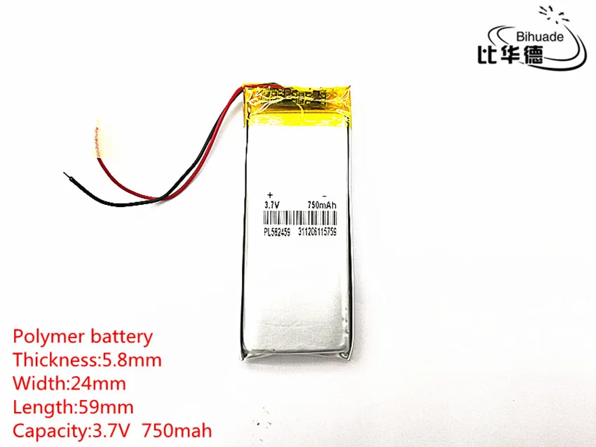 10 шт. bihuade 3,7 V, 750 mAH, 582459 полимерный литий-ионный/литий-ионная аккумуляторная батарея для игрушка, портативное зарядное устройство, gps, mp3, mp4, сотовый телефон, динамик