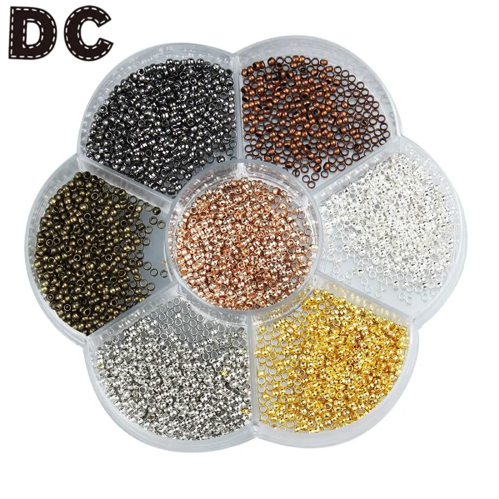 

2800pcs/box Mixed Colors 2mm Round Copper End Beads Crimp Beads Stopper For Bracelet Necklace Locator DIY Jewelry Accessories