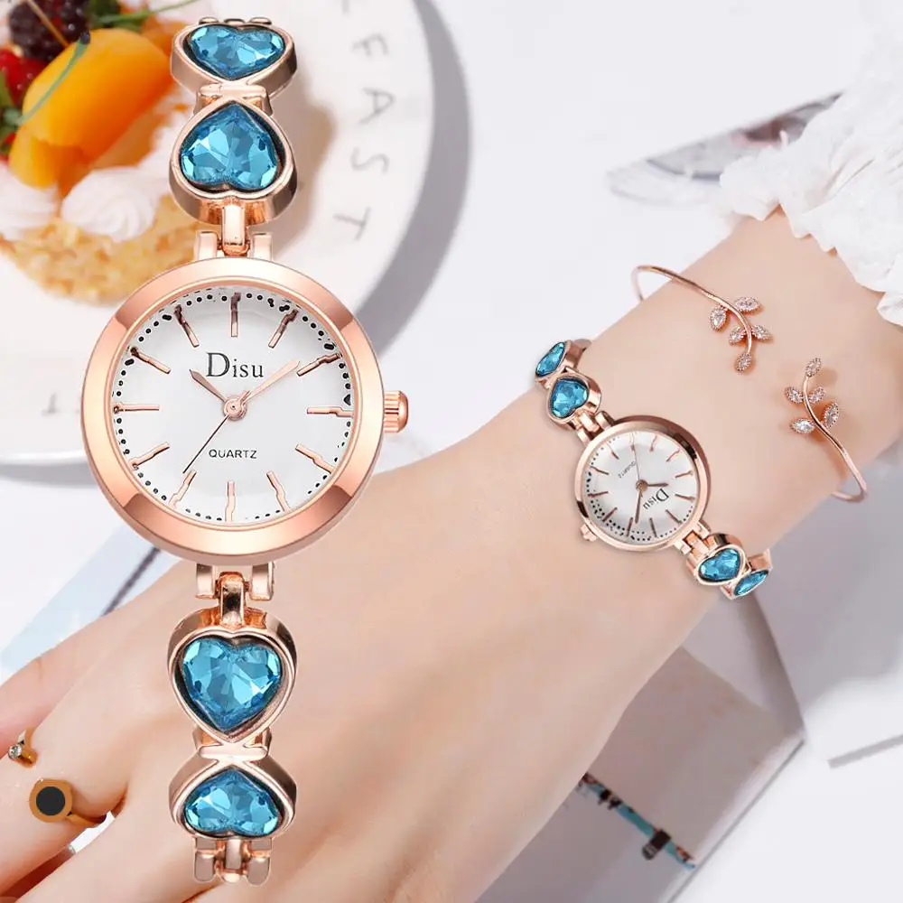 Disu marca Reloj pulsera Mujer pequeño brazalete de oro rosa de lujo vestido Casual señoras Reloj de pulsera Reloj de cuarzo Mujer|Relojes de pulsera de mujer| - AliExpress