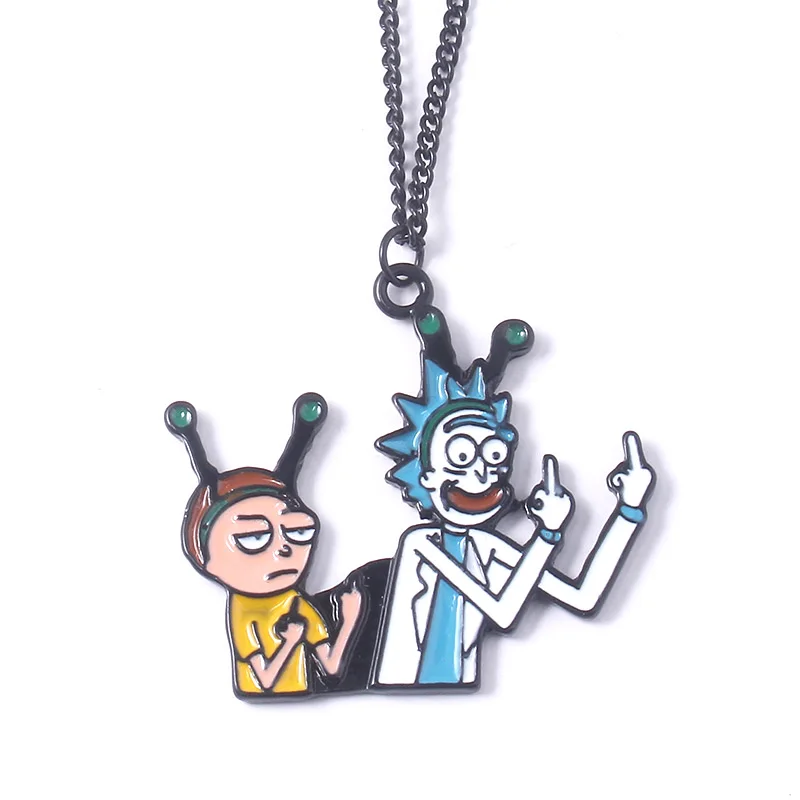 

Anime Rick and Morty Pendants Necklace Cartoon Figure Enamel Necklace For Women Men Cosplay Jewelry Accessories