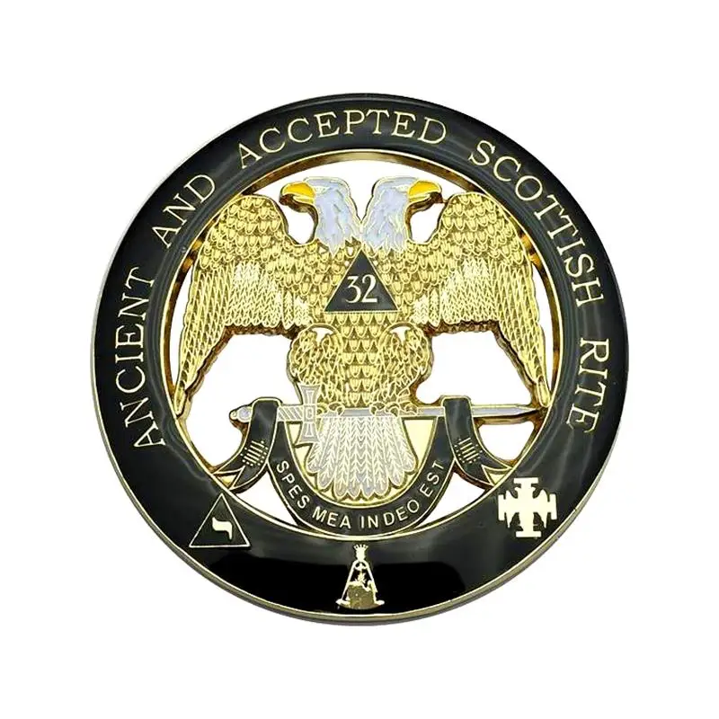 

3" Masonic Car Emblem Gold Ancient Scottish Rite 32 Degree Wind Down Auto Truck Motorcycle Decal Sticker Badge