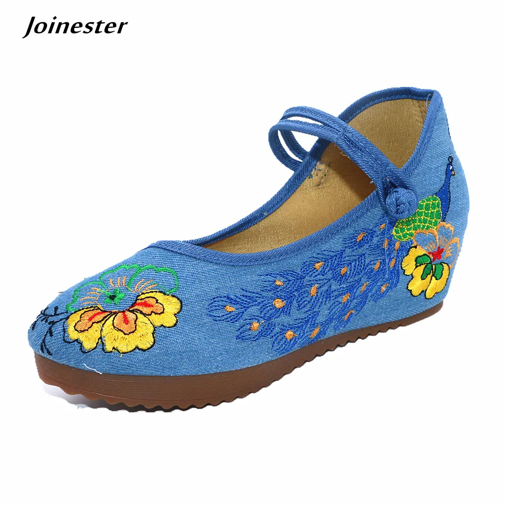 Floral Mary Dames Jane Talons Dacing Femmes forme Ethnique Toile Beige Pour black Plate Pompes Occasionnels blue Bouton Brodent Cales Hauts Chaussures wx6qBn4IIC