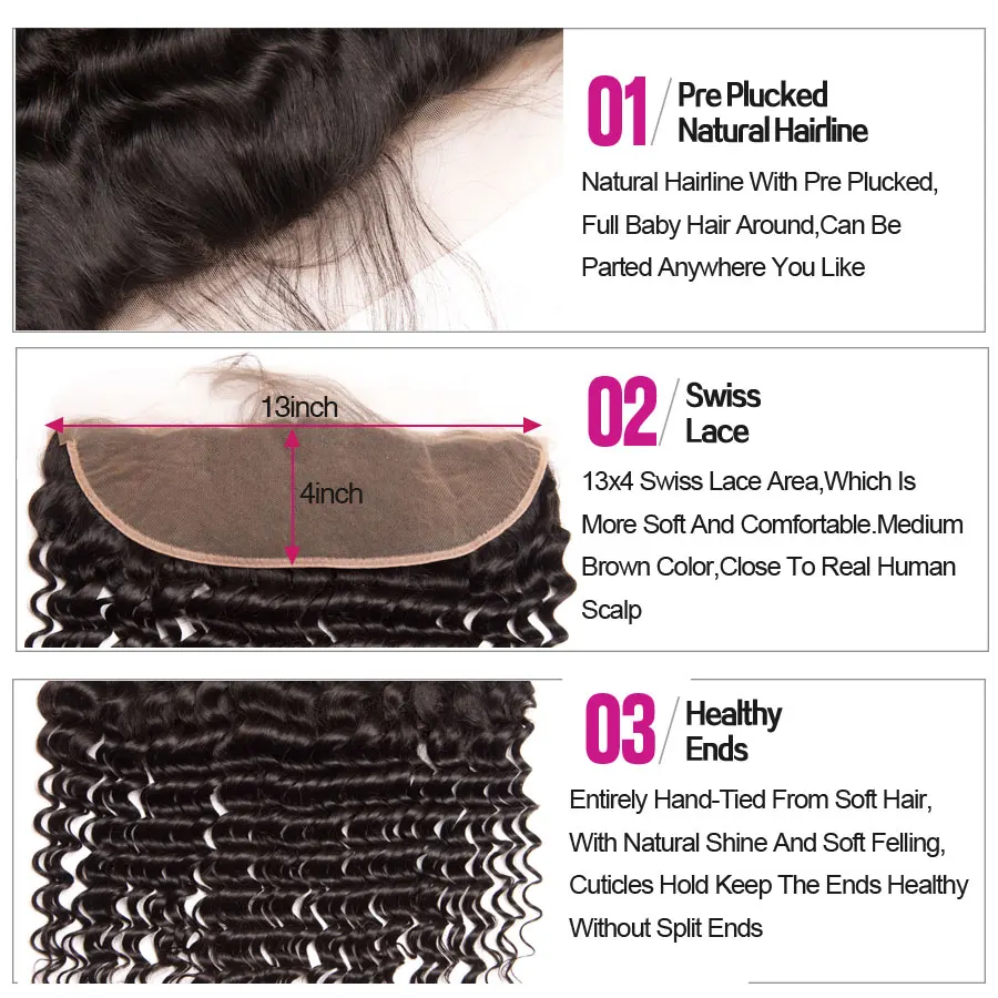 13x4 Lace Frontal Closure With Baby Hair Deep Wave Brazilian Hair Bundles Full Lace Front Oxeye girl Remy Human Hair Front Lace 13x4 Lace Frontal Closure With Baby Hair Deep Wave Brazilian Hair Bundles Full Lace Front Oxeye girl Remy Human Hair Front Lace