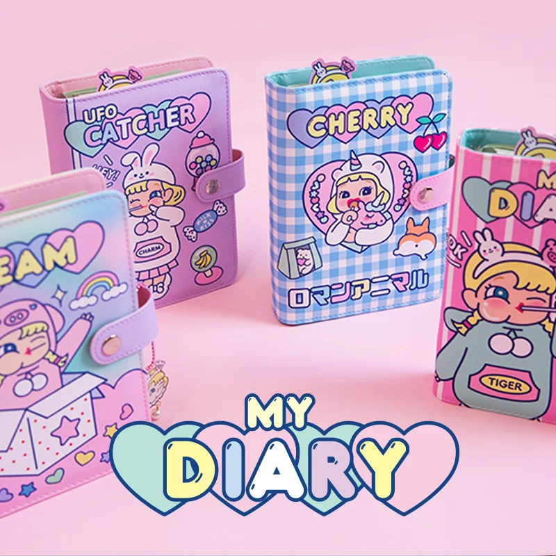 

Super Cute Cartoon Girl Happy Spiral Diary A6 All Color 80 Sheets Blank+Grid+To Do Pages DIY Planner Agenda Gift Free Shipping