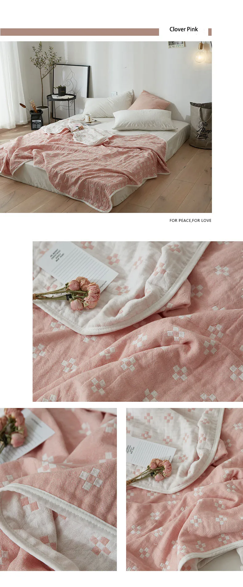 Летнее одеяло хлопок пряжа ткань плед для кровати диван самолет мягкий воздухопроницаемый 10 узор Розовый 150/180x220 см