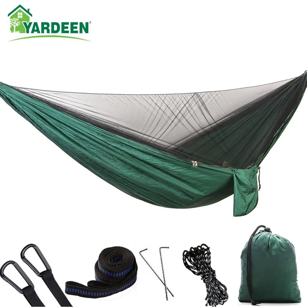 

290*140cm Automatic Quick-open Anti-mosquito Hammock Outdoor Champing Hiking Parachute Hammock with Two Different Styles 7Colors