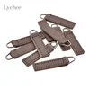 Lychee Life 10pcs Leather Zipper Tag Black Coffee Zip Head DIY Handwork Sewing Tailor Tools Clothing Accessories ► Photo 3/6