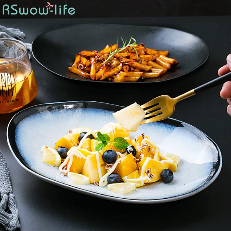 

Creative Special-Shaped Ceramic Plate Irregular Western Dinner Ramen Fruit Soup Plate Fish Dish Home Restaurant Dessert Plates