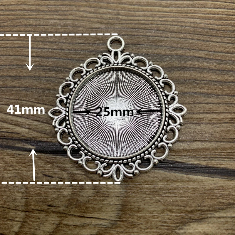 

2pcs 25mm Glass Cabochon Alloy Material Cameo Base Setting Jewelry Findings Pendant Bracelet Jewelry Making #2122