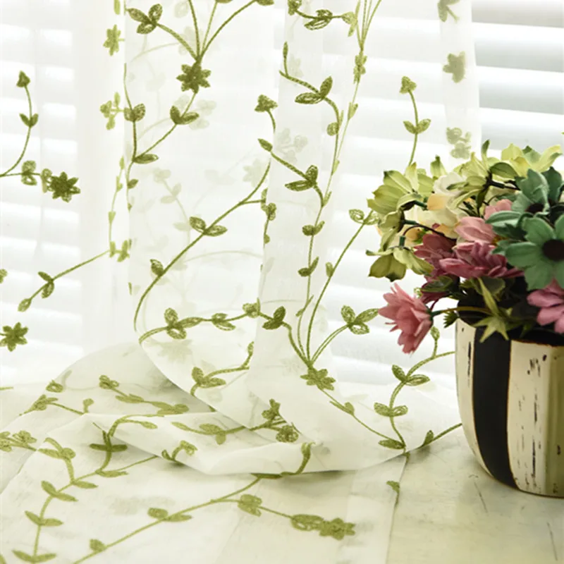 

Embroidered tulle curtains for living room bedroom voile curtain sheers for windows treatment home decor