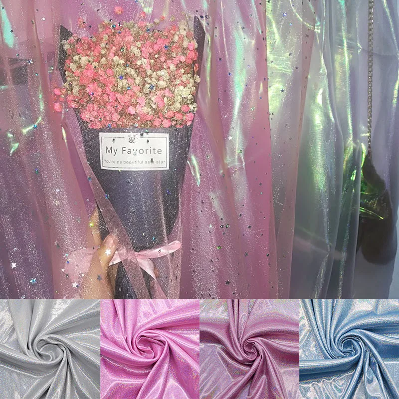 

Romantic Laser Fabric 100*150cm Shiny Fabric DIY Sewing Photograph Stage Wedding Party Backdrop Screen Table Decor Supplies