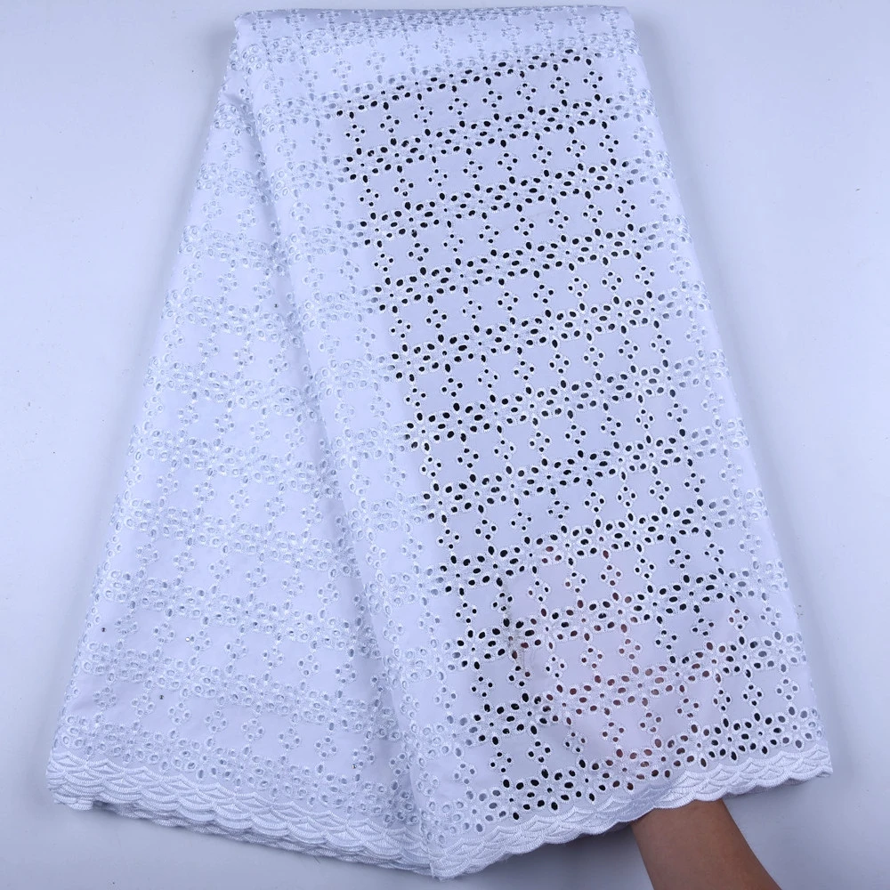

White African Lace Fabric High Quality Handmade Beaded Appliques Nigerian Wedding Lace Fabric For 5Yards/Lot Y1599