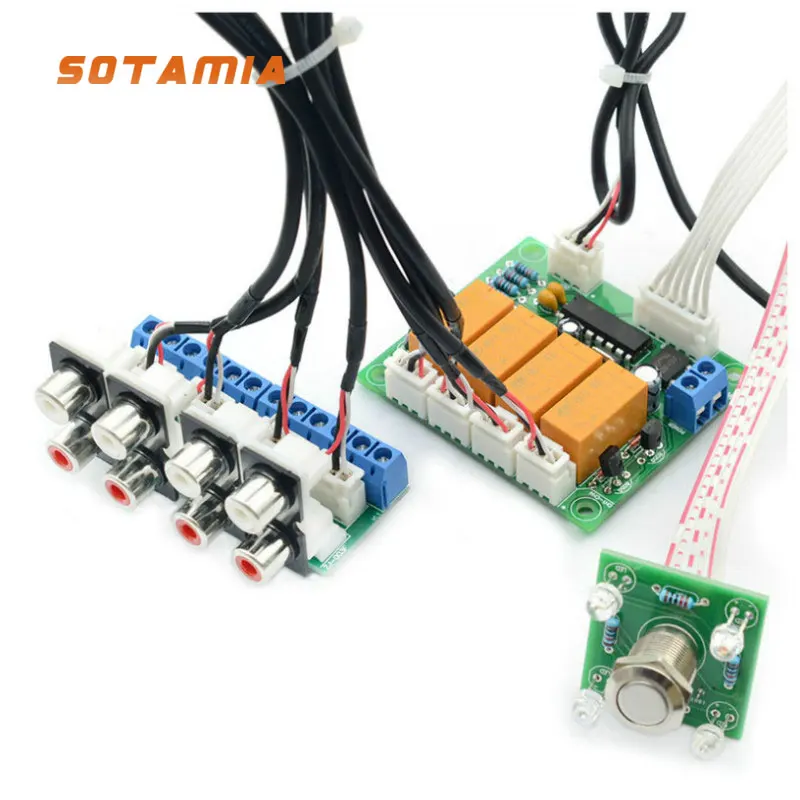 

SOTAMIA Relay 4-way Audio Input Signal Selector Switching RCA Audio Input Selection Board of Button Switch For Amplifier Amp DIY