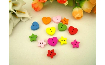 

Wooden buttons clothing accessories children 's clothes cartoon decoration DIY buttons love stars series