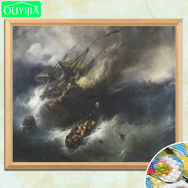 

World Famous Painting "Loss of the Kent" 5D DIY Diamond Painting Square Diamond Embroidery Rhinestone Mosaic Decoration Picture