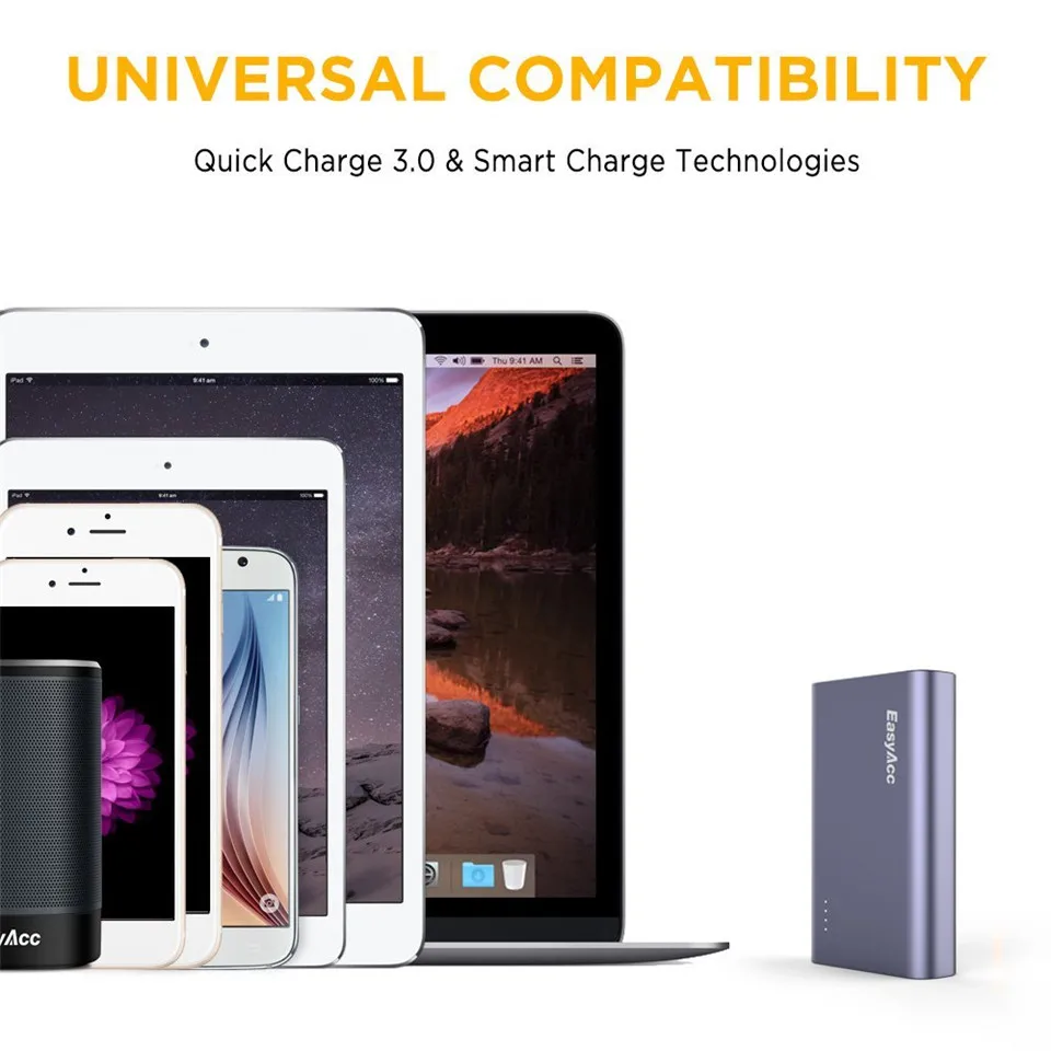 Easyacc 10000mAh Powerbank Qualcomm Quick Charge 3.0 Dual Port 10000 Power Bank Portable Fast USB Charger For Most phone Tables Easyacc 10000mAh Powerbank Qualcomm Quick Charge 3.0 Dual Port 10000 Power Bank Portable Fast USB Charger For Most phone Tables