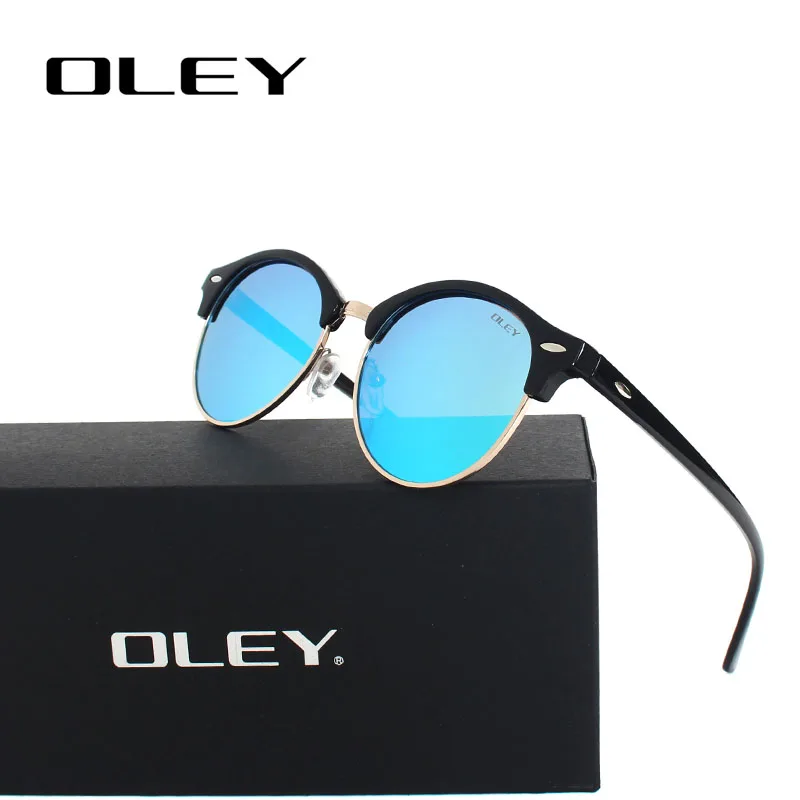 OLEY модные Круглые Солнцезащитные очки женские поляризованные солнцезащитные очки «кошачий глаз» винтажные мужские очки с голубым покрытием oculos de sol feminina Y3135