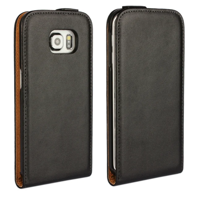 Роскошный Вертикальный чехол-книжка для телефона, чехол из натуральной кожи для samsung Galaxy S3 S4 S5 mini S2 S7 Edge S6 Edge Plus Note 2 3 4 - Цвет: Черный