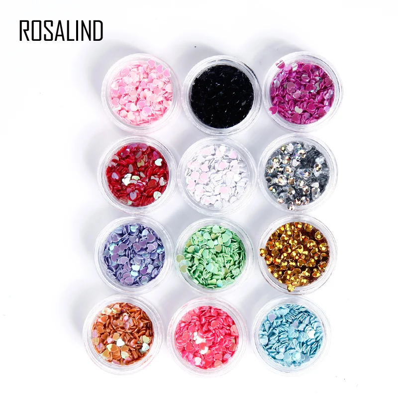 ROSALIND 3D Nail Art Красочные Стразы 12 цветов украшения для ногтей 3D маникюрные колеса для DIY ногтей красота