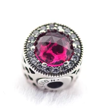 Подходит для Pandora Подвески эссенция браслеты страсть бусины с красным CZ стерлингового серебра 925 ювелирные изделия