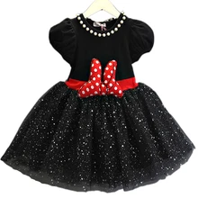 Новинка года, рождественское детское праздничное платье-пачка принцессы с Минни для девочек Детский костюм с рисунком для малышей Одежда с бантом для маленьких девочек