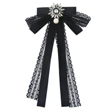 Черный кружевной галстук-бабочка Женская Корейская pin новая рубашка декольте орнамент поплавок светодиодный Цветок прилив