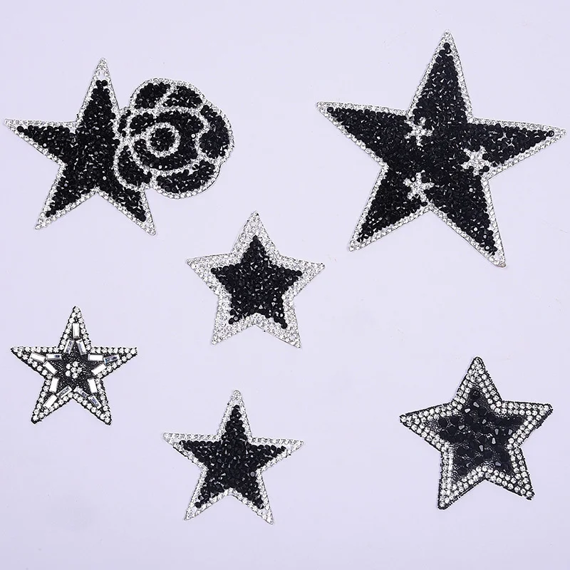 

Elegant Applications For Clothes Black And Rose Patch Rhinestone Sticker Garment Apparel Accessories Iron-On Patches Clothing