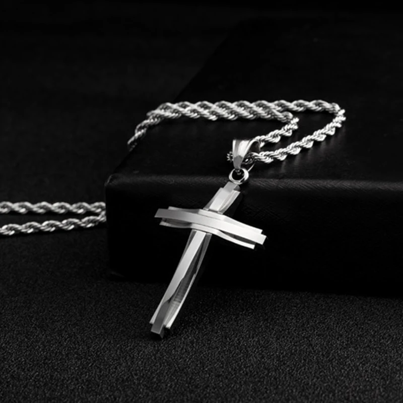 Минималистичное ожерелье с подвеской в виде креста из нержавеющей стали 316L, модное мужское персонализированное ожерелье Круз для Мужчин, Ювелирные изделия с Иисусом Христом