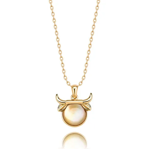 E ювелирные изделия 12 Созвездие натуральный корпус Кристалл ожерелье кулон 18 K позолоченная цепочка ожерелье s для женщин подарок на день рождения - Цвет камня: Taurus