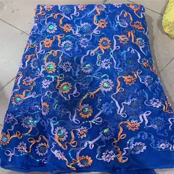 

2019 Latest French Nigerian Lace Fabric High Quality sequins Lace Wedding African French Tulle Lace Fabric