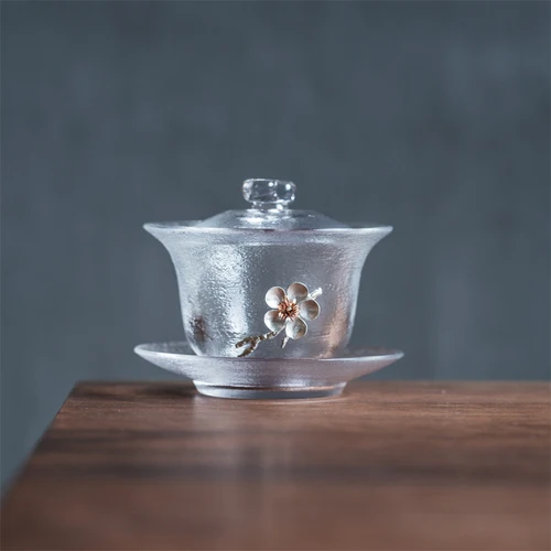 150 мл термостойкий стеклянный Gaiwan Чайник для пуэр Gaiwan чашка чая - Цвет: tin flower