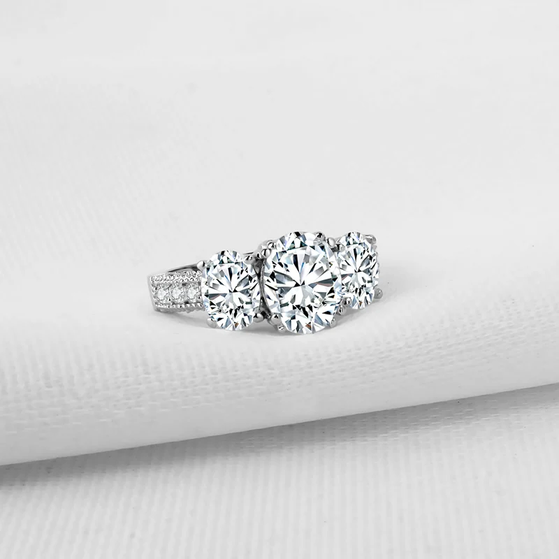 AINOUSHI роскошное одноцветное 925 пробы Серебряное Женское Обручальное юбилейное Обручальное кольцо 3 овальной огранки SONA кольцо в винтажном стиле
