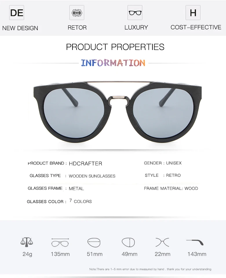 HDCRAFTER круглые винтажные деревянные солнцезащитные очки, поляризационные мужские брендовые дизайнерские солнцезащитные очки, деревянные солнцезащитные очки для женщин oculos de sol masculino