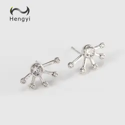 Hengyi Популярные подлинные 925 пробы серебро высокое качество серьги-гвоздики в форме растения для Для женщин Fine Jewelry
