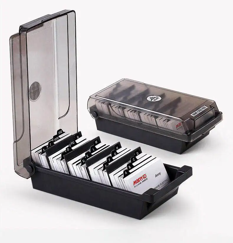 Business Card Holder, Plastic Name Card Organizer Storage Box With 4  Dividers And Index Tabs, Storage Up To 500 Cards - Card Holder & Note  Holder - AliExpress