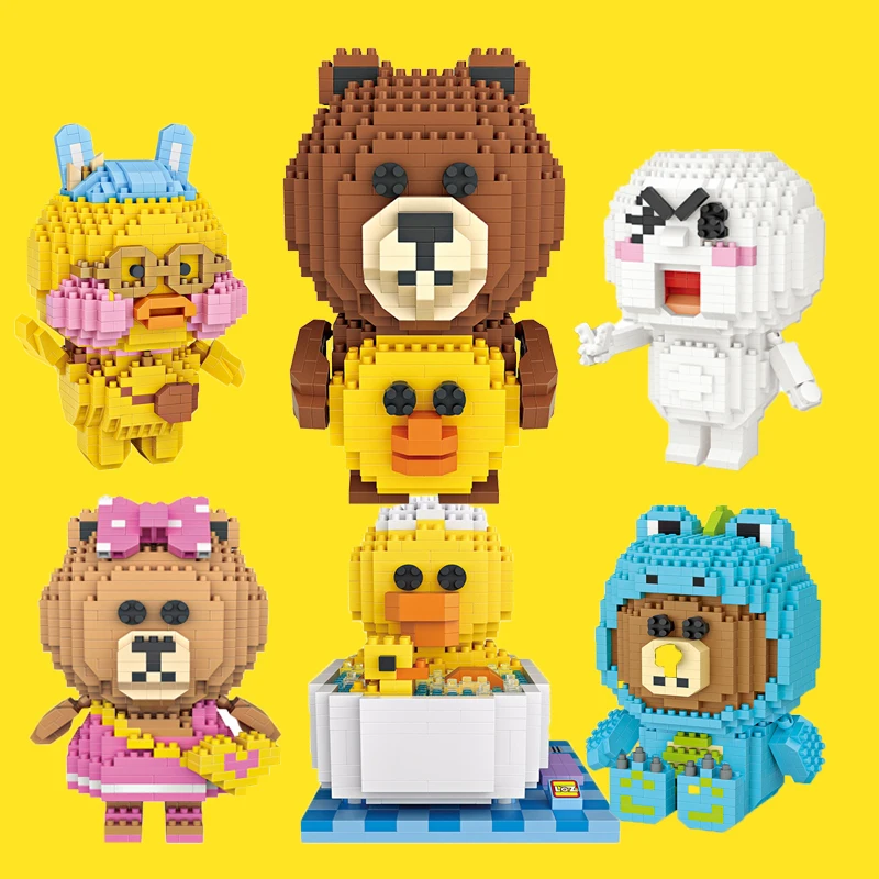 Hot DIY small particles building blocks beautiful gifts bathing yellow duck chick big head bear toy compatible Legoly toys | Игрушки и