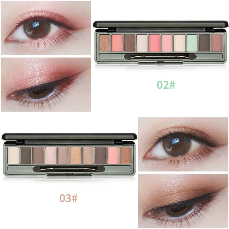 

High Quality Matte Glitter Shimmer Eyeshadow Palette Powder Smoky Makeup With Brush Nude Eye Shadow Cosmetics 10Colors