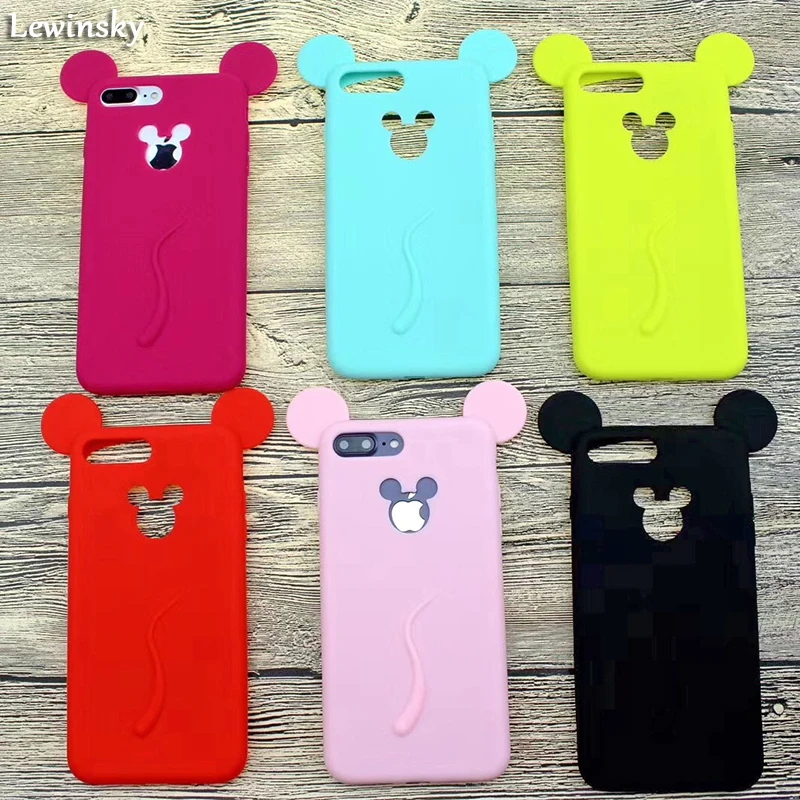 Goede 3D Leuke Candy Minnie Mouse Oor Rubber Case Voor iPhone 7 6 6 S Plus X Zachte Siliconen Cartoon Cover Back Voor iPhone 8 7 6 S Capa O18
