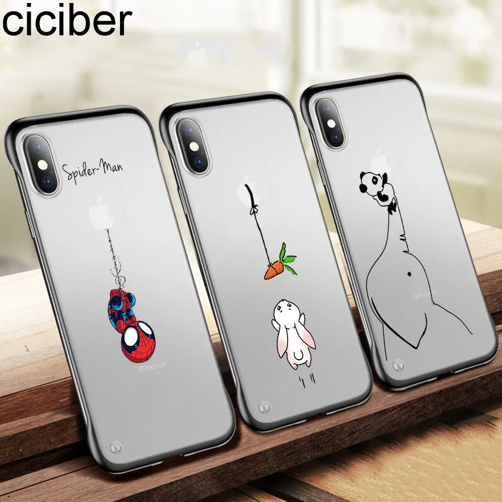 

ciciber Frameless Transparent Frosted Phone Cases for iphone 7 8 6 6s Plus Hard Matte Cover for iphone X XS Max XR Animal Fundas