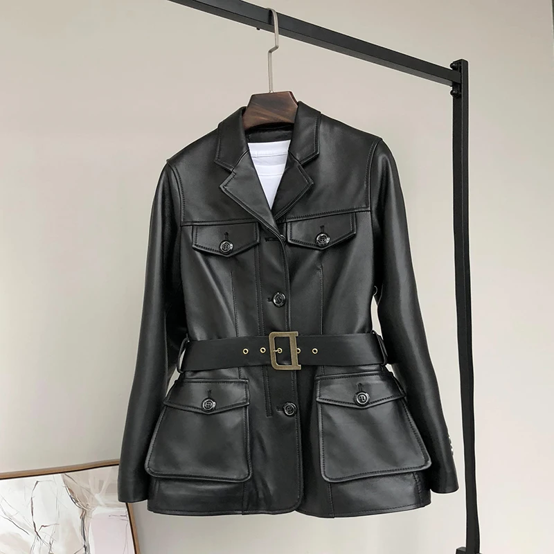 

Spring Autumn Real Genuine Leather Jacket Women Clothes 2019 Korean Vintage Sheepskin Coat Windbreaker Women Tops ZT3466