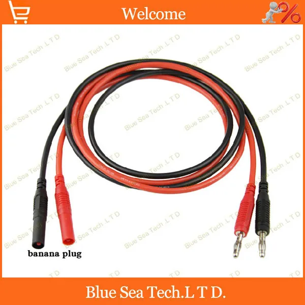

1 pair 1M High quality 4mm banana plug test cable,double plug test tool,13 AWG 2.5 sq soft silicone cable,32A Max